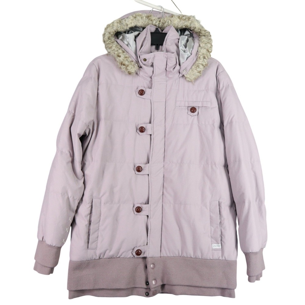 Oakley Gretchen Bleiler Down Puffer Jacket Womens L Faux Fur Technical Snowboard